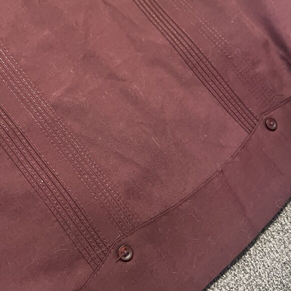 Sobrino Red Shirt XL Button Up Short Sleeve Dress Poly Cotton Four Pocket Cuban - Picture 13 of 13